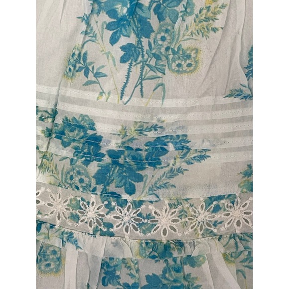LoveShackFancy Jimena Skirt Magic Turquoise Floral Eyelet Ruffle Mini XL New - Picture 4 of 10